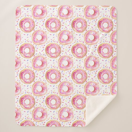 Roze Donut Sprinkle Pattern Sherpa Gooi Deken (Voorkant)