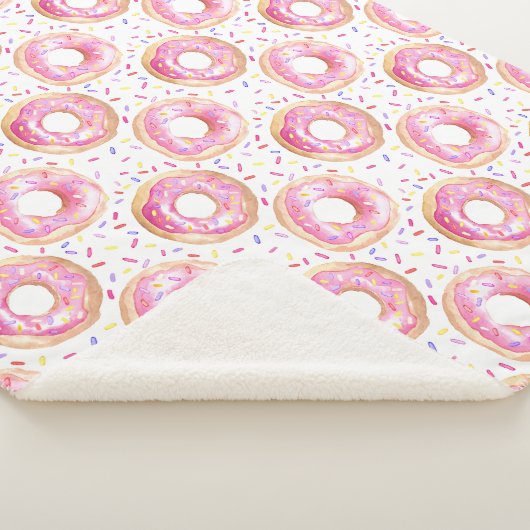 Roze Donut Sprinkle Pattern Sherpa Gooi Deken (3/4)