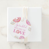 Roze Donut Sprinkled met Twice the Love Twin Bedankjes Labels (In situ)
