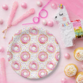 Roze Donut Sprinkles 1e verjaardagsfeestje Papieren Bordje (Feest)