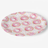 Roze Donut Sprinkles 1e verjaardagsfeestje Papieren Bordje (Gekanteld)