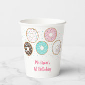 Roze Donut Sprinkles Birthday Papieren Bekers (Achterkant)