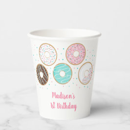 Roze Donut Sprinkles Birthday Papieren Bekers