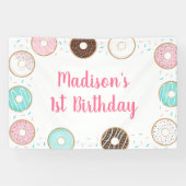 Roze Donut Sprinkles Birthday Spandoek (Horizontaal)