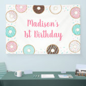 Roze Donut Sprinkles Birthday Spandoek (Beurs)