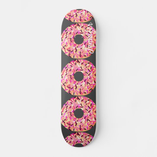 Roze Donut Sprinkles Girls gepersonaliseerd Persoonlijk Skateboard (Voorkant)