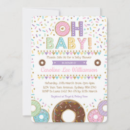 Roze Donut Sprinkles Meisje Baby shower uitnodigin Kaart