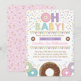 Roze Donut Sprinkles Meisje Baby shower uitnodigin Kaart