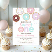Roze Donut Sweet One First Birthday Kaart