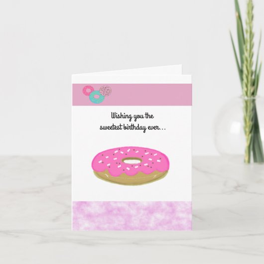 Roze Donut Sweetest Birthday Ever Kaart (Voorkant)