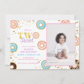 Roze Donut Two Sweet 2e verjaardag Uitnodiging (Voorkant)