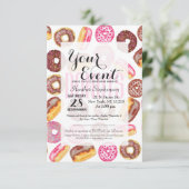 Roze Donut Typografie en Waterverf Cute Donuts Kaart (Staand voorkant)