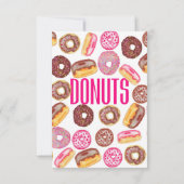 Roze Donut Typografie en Waterverf Cute Donuts Kaart (Achterkant)