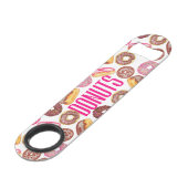 Roze Donut Typografie en Waterverf Cute Donuts Speed Flessenopener (Voorkant Gekanteld)