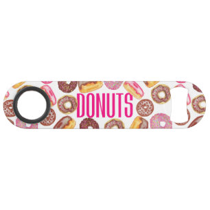 Roze Donut Typografie en Waterverf Cute Donuts Speed Flessenopener