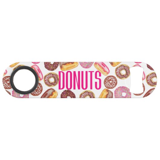 Roze Donut Typografie en Waterverf Cute Donuts Speed Flessenopener (Voorkant (Horizontaal))