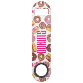 Roze Donut Typografie en Waterverf Cute Donuts Speed Flessenopener (Achterkant)
