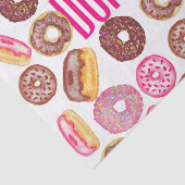 Roze Donut Typografie en Waterverf Cute Donuts Tissuepapier (Detail)