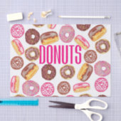 Roze Donut Typografie en Waterverf Cute Donuts Tissuepapier (Craft)