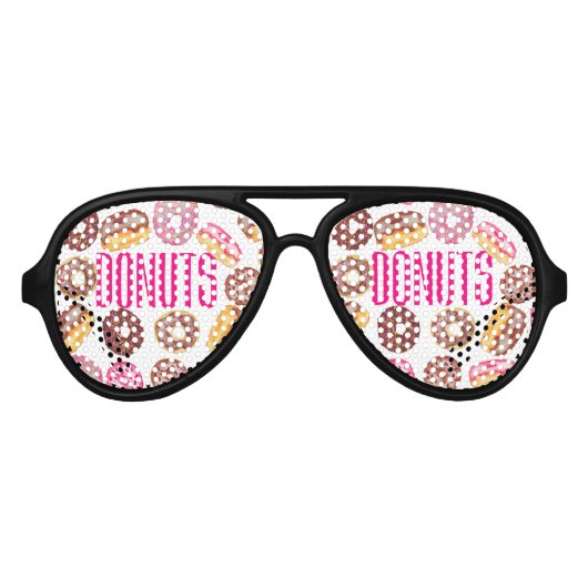 Roze Donut Typografie en Waterverf Leuke Donuts Aviator Zonnebril (Voorkant)