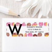 Roze Donut Typografie en Waterverf Leuke Donuts Etiket (Insitu)