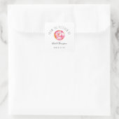 Roze Donut Uit de Keuken van Thuis Gebakken Vierkante Sticker (Tas)