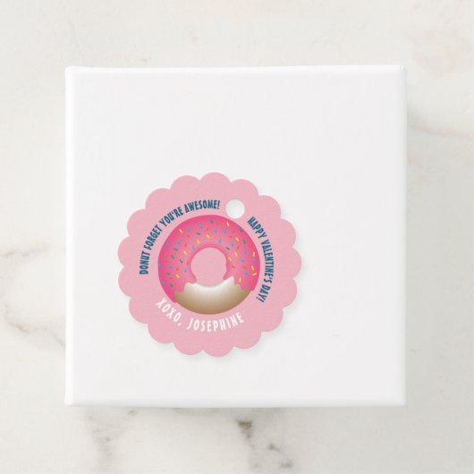 Roze Donut Vergeet je Geweldige Valentijnsdag Bedankjes Labels (In situ)