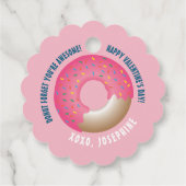 Roze Donut Vergeet je Geweldige Valentijnsdag Bedankjes Labels (Achterkant)