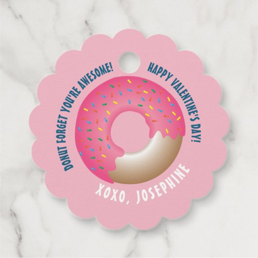 Roze Donut Vergeet je Geweldige Valentijnsdag Bedankjes Labels (Achterkant)