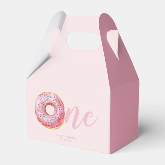 Roze Donut Verjaardag Bedankdoosjes (Voorkant Zijde)