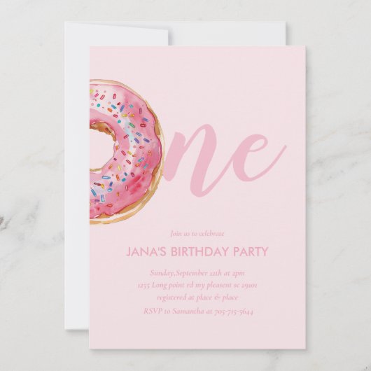 Roze Donut Verjaardag Kaart (Voorkant)