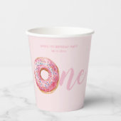 Roze Donut Verjaardag Papieren Bekers (Voorkant)