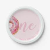 Roze Donut Verjaardag Papieren Bordje (Voorkant)