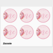 Roze Donut Verjaardag Ronde Sticker (Vel)