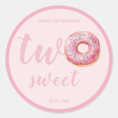 Roze Donut Verjaardag Ronde Sticker (Voorkant)