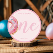 Roze Donut Verjaardag Ronde Sticker