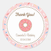 Roze Donut Verjaardag Sticker (Voorkant)