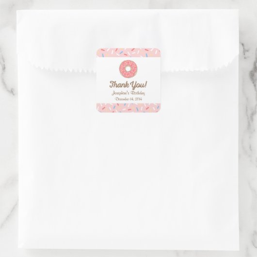 Roze Donut Verjaardag Stickers (Tas)