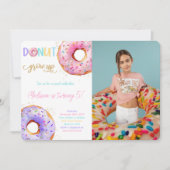 Roze Donut Verjaardagsfeestfoto Kaart (Voorkant)