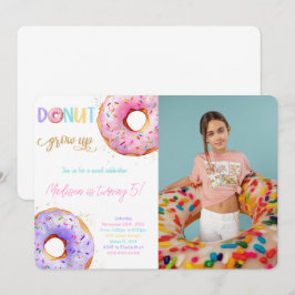 Roze Donut Verjaardagsfeestfoto Kaart