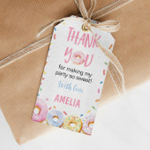 Roze Donut Verjaardagsfeestje Dank u Label Cadeaulabel