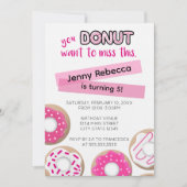 Roze Donut Verjaardagsuitnodiging Kaart (Voorkant)