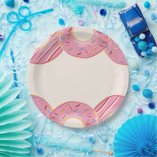 Roze Donut Vreugde Papieren Bordje (Feest)
