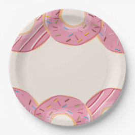 Roze Donut Vreugde Papieren Bordje
