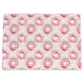 Roze Donut Waterverf Verjaardagsfeesttas Groot Cadeauzakje (Voorkant)