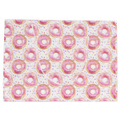 Roze Donut Waterverf Verjaardagsfeesttas Groot Cadeauzakje (Achterkant)