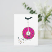 Roze Donut Wheel Unicycle met kleurrijke sprinken Briefkaart (Staand voorkant)