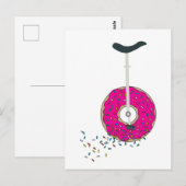Roze Donut Wheel Unicycle met kleurrijke sprinken Briefkaart (Voorkant / Achterkant)