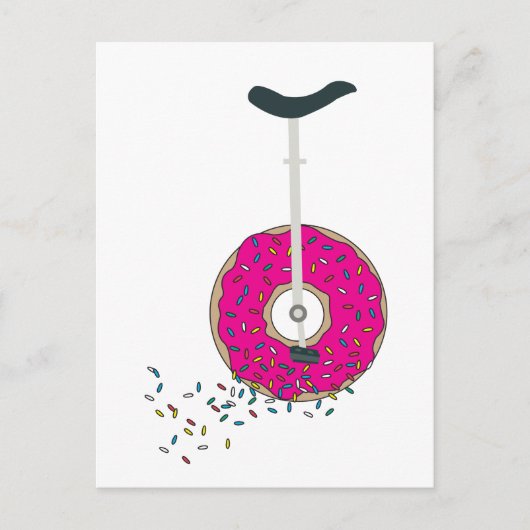 Roze Donut Wheel Unicycle met kleurrijke sprinken Briefkaart (Voorkant)