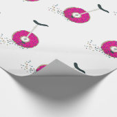 Roze Donut Wheel Unicycle met kleurrijke sprinken Cadeaupapier (Hoek)